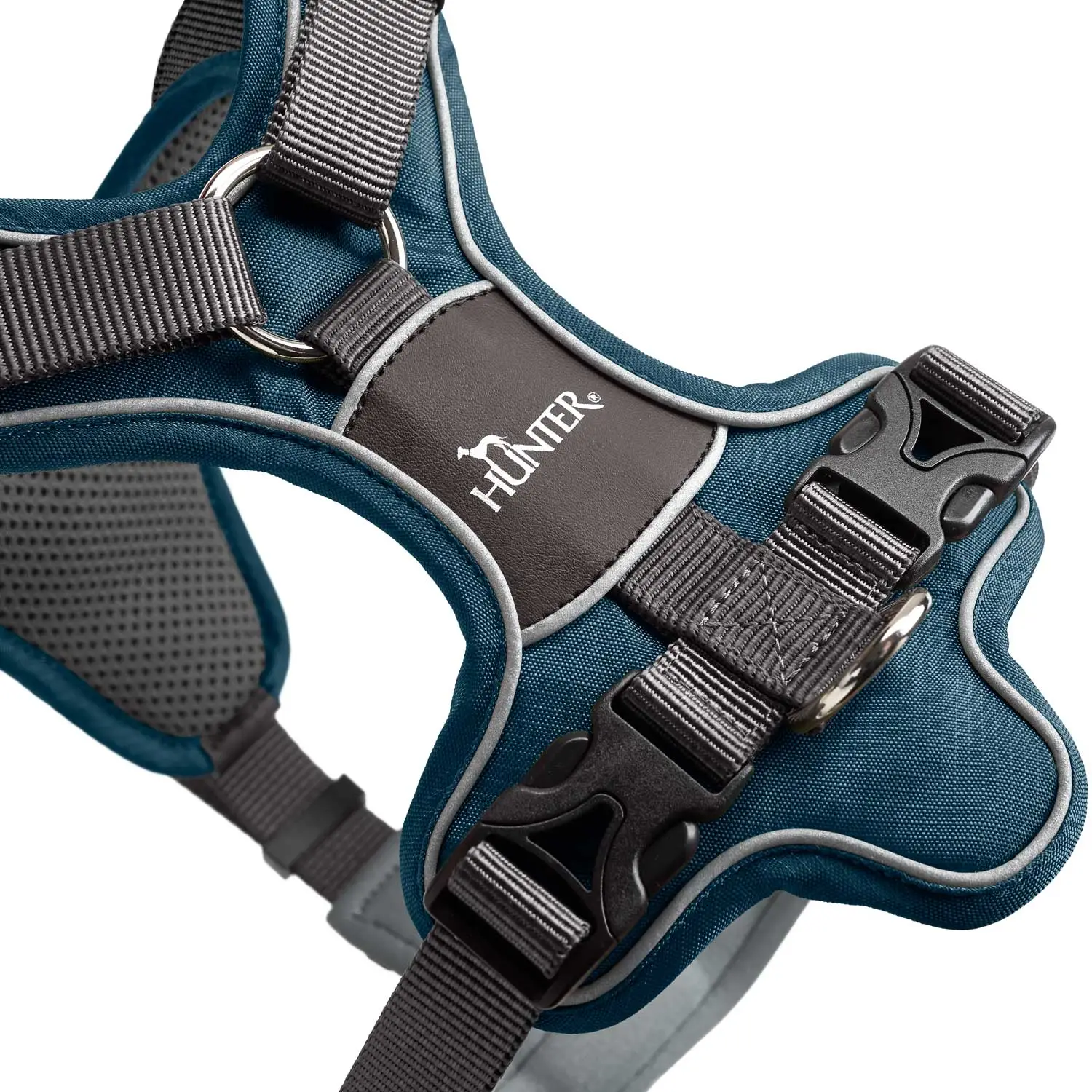 Hunter Divo hundesele XS petrol/grå just mave 34-47 cm - Stabil pasform og synlig sikkerhed